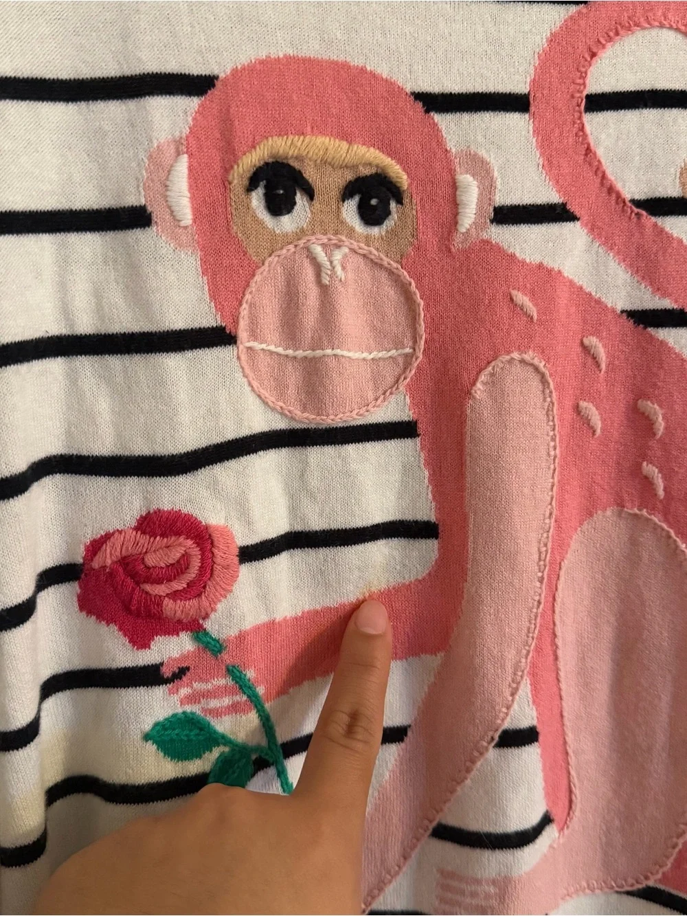 Kate spade stripped pink monkey sweater